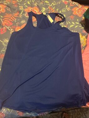 lululemon athletica Deep Navy Racerback Tank with a pleat on the back.